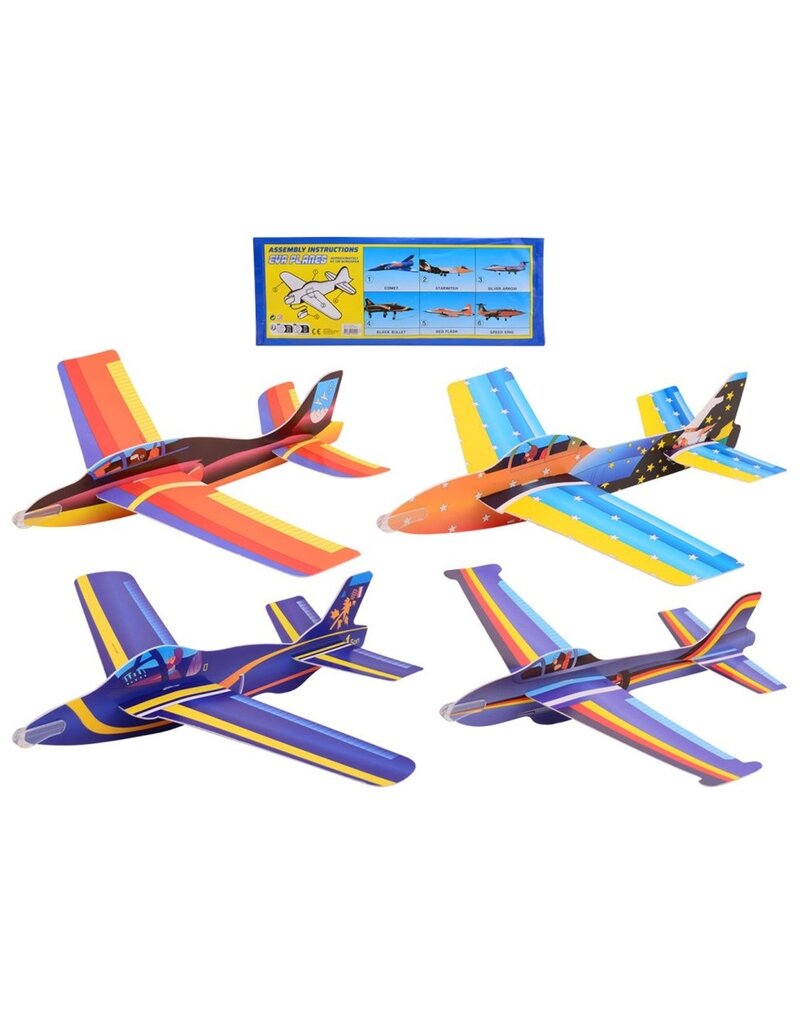 Jumbo Flying Glider EVA Vliegtuig 45cm. 6 assorti Groothandel Karssen