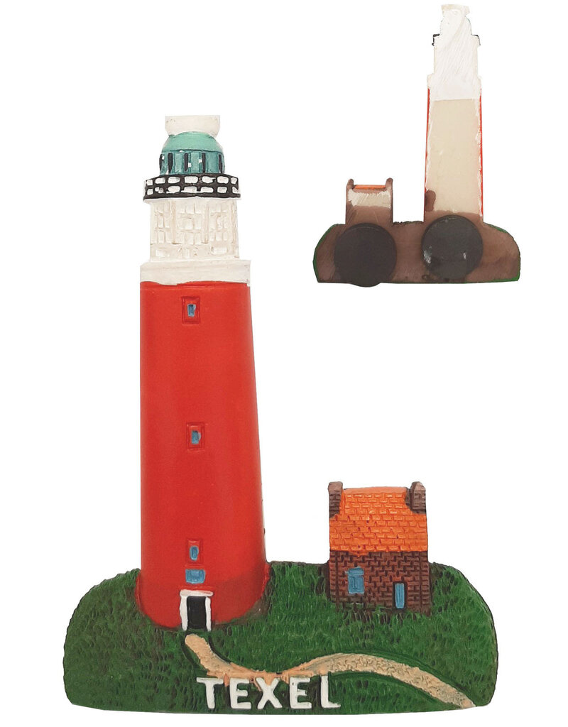 Vuurtoren Texel met magneet 7,5x6cm