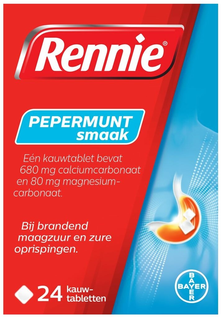 Rennie Kauwtabletten met Pepermuntsmaak 24 tabletten