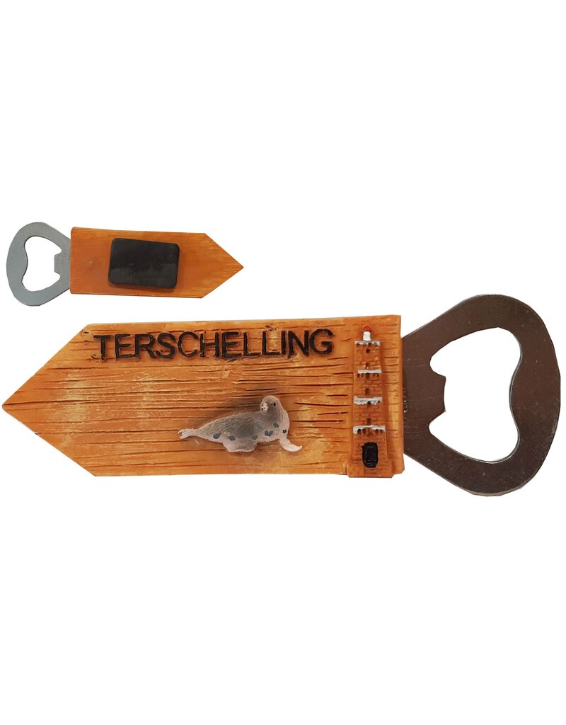 Opener Terschelling met vuurtoren en zeehond 11cm.