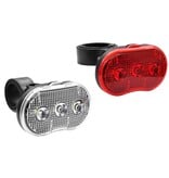 Fietslamp LED set 2delig wit en rood 3 functies