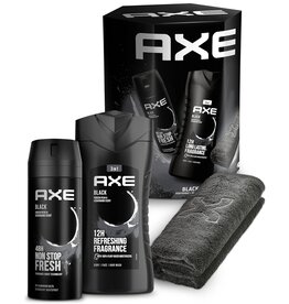 Axe Black Giftset; Deo 150ml + Douche 250ml + handdoek
