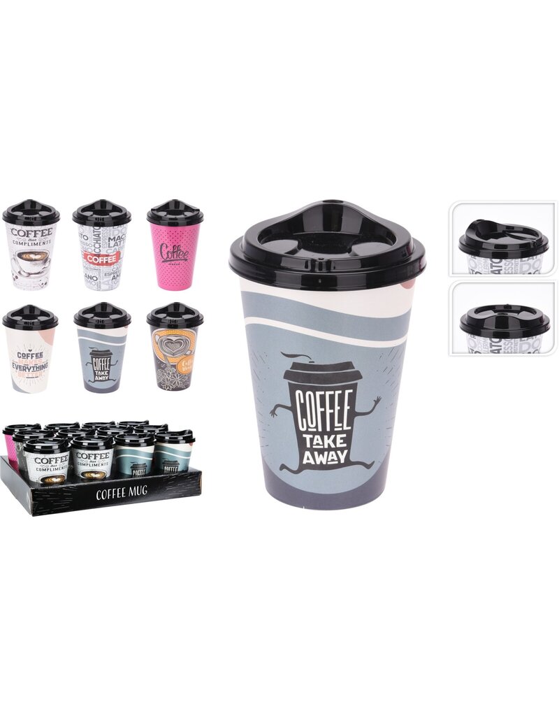 Koffie Beker PP 500ml 6 assorti design