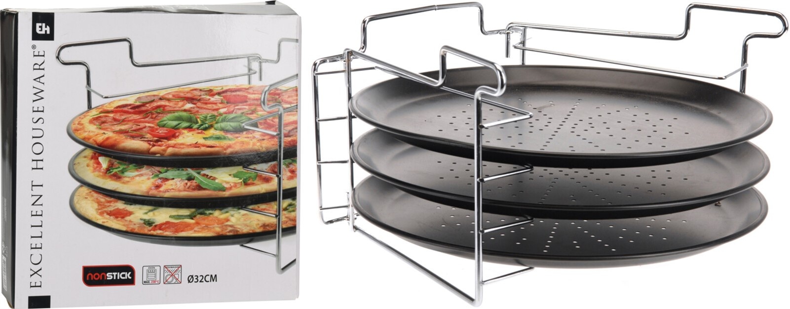 Pizza Bakset met 3 Bakplaten ø30cm Non Stick