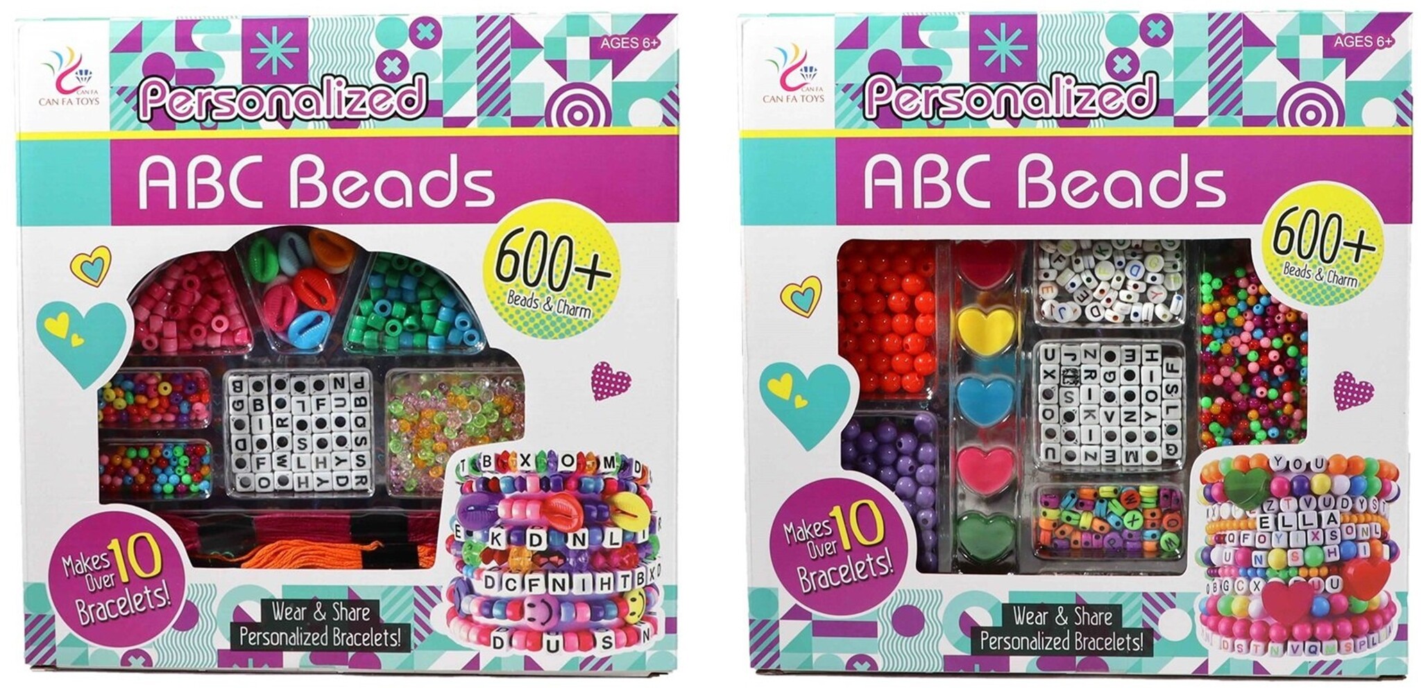 Kralenset ABC Beads 600 delig in doos 23x23x5cm. 2 assorti ...