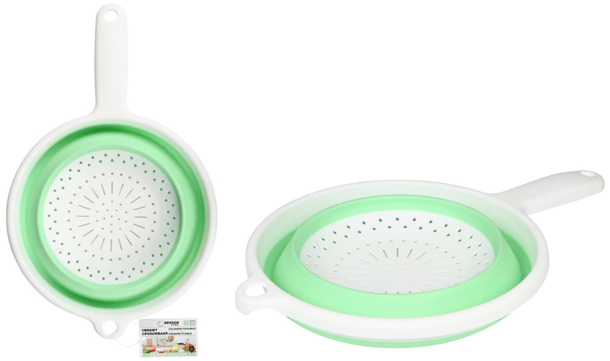 Opvouwbare Vergiet Groen/Wit Ø 22cm met steel