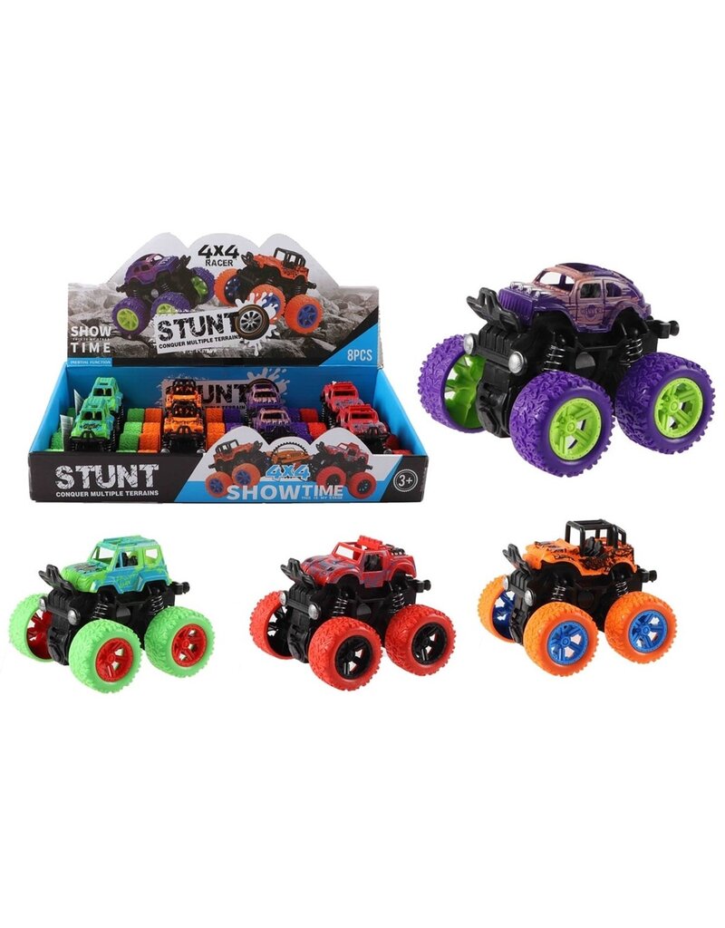 Auto 4x4 Stunt Frictie 9cm 4 assorti kleur