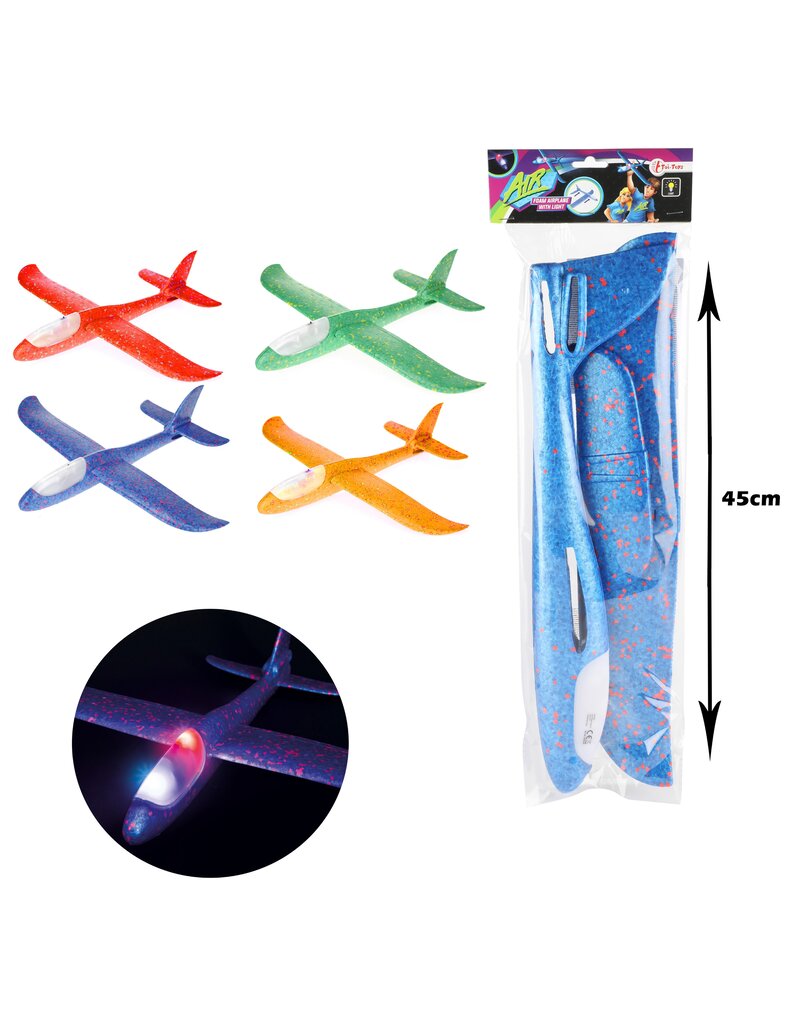 XXL Foam vliegtuig met licht 45 cm 2 assorti kleur