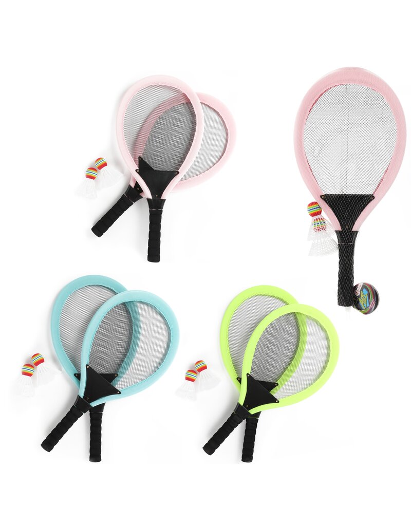 Soft Badmintonset met 2 shuttles 57cm 3 assorti kleur