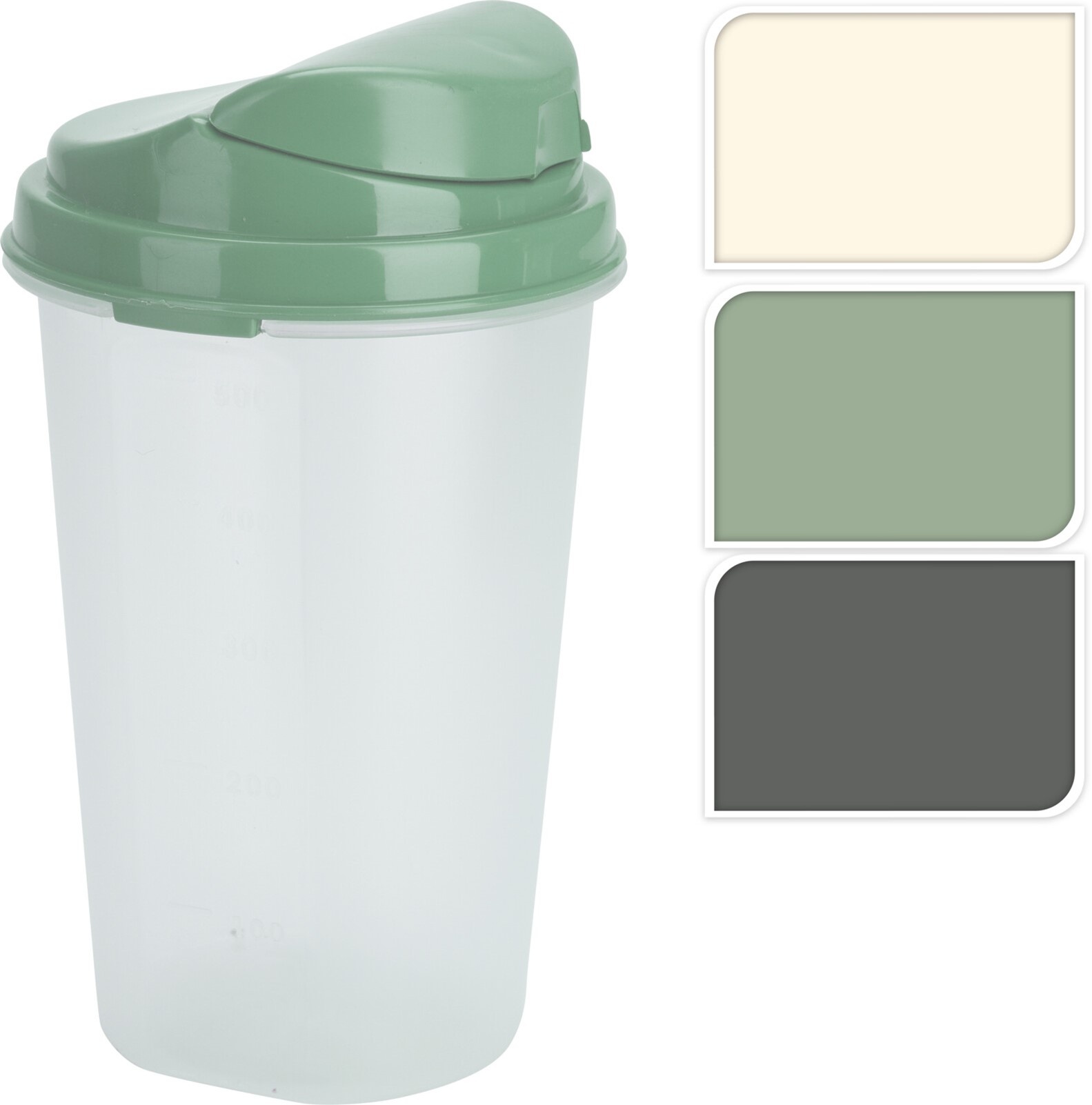 Mengbeker/Shaker met deksel 500ml 3 ass. kleur
