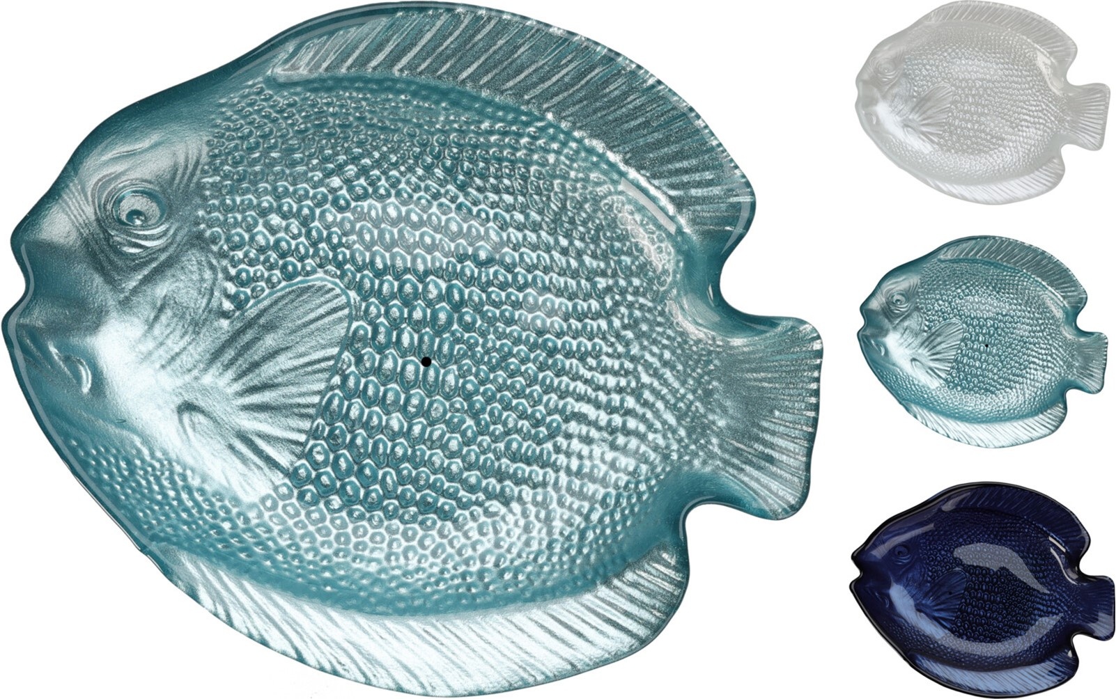 Schaal Vis Vorm Glas dia 20cm. 3 assorti kleur