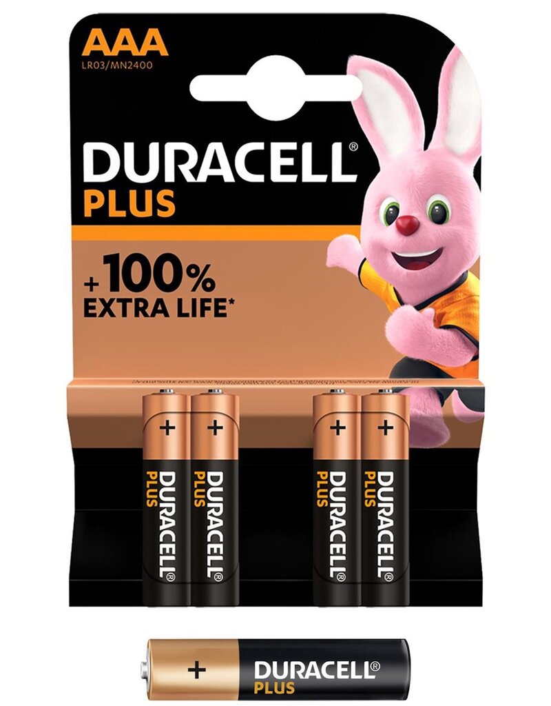 Duracell Batterij Plus 4xAAA Alkaline 100% LR03