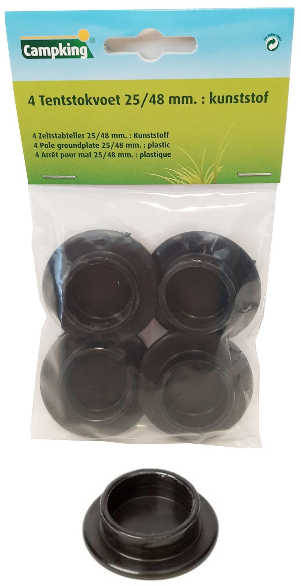 Tentstokvoet 25/48mm. zak a 4 stuks