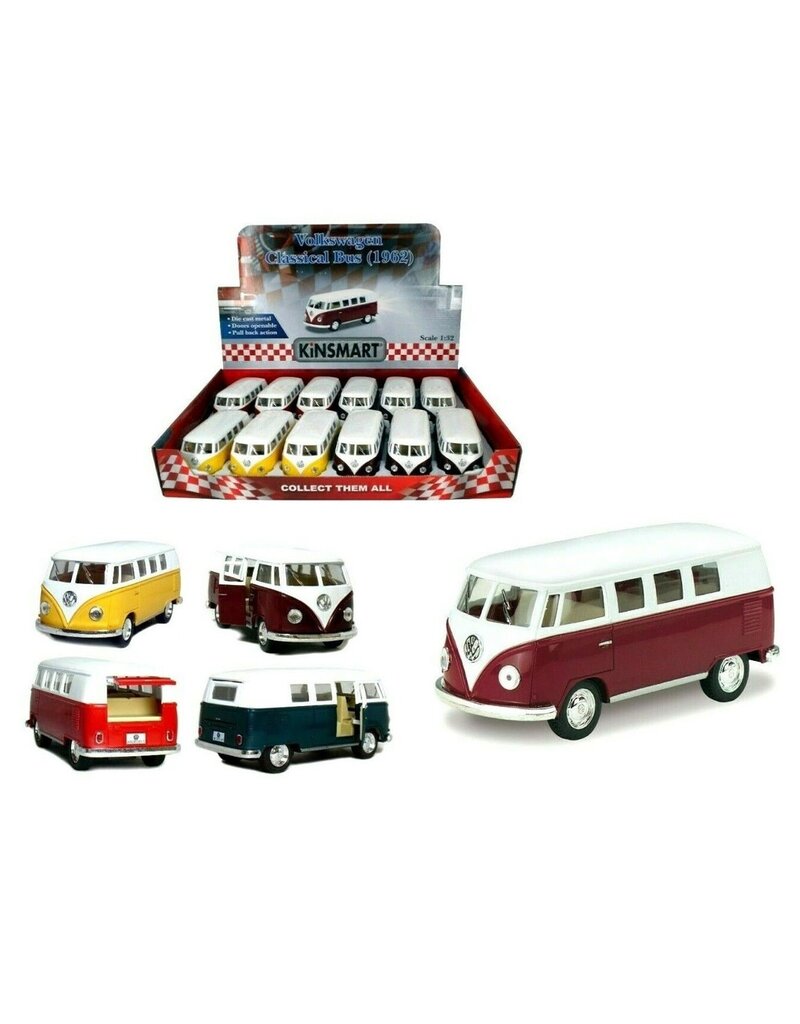 DieCast VW Classical Bus 1962 12,5cm 1:32 4 assorti kleur