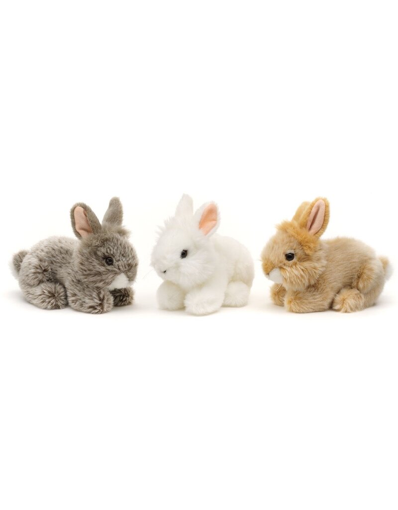 Pluche Angora Konijn liggend 18cm. 3 assorti kleur