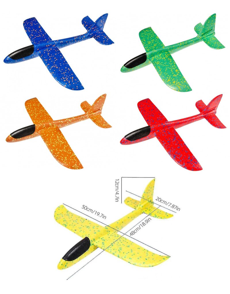 Zweefvliegtuig Foam 48cm. 5 assorti kleur