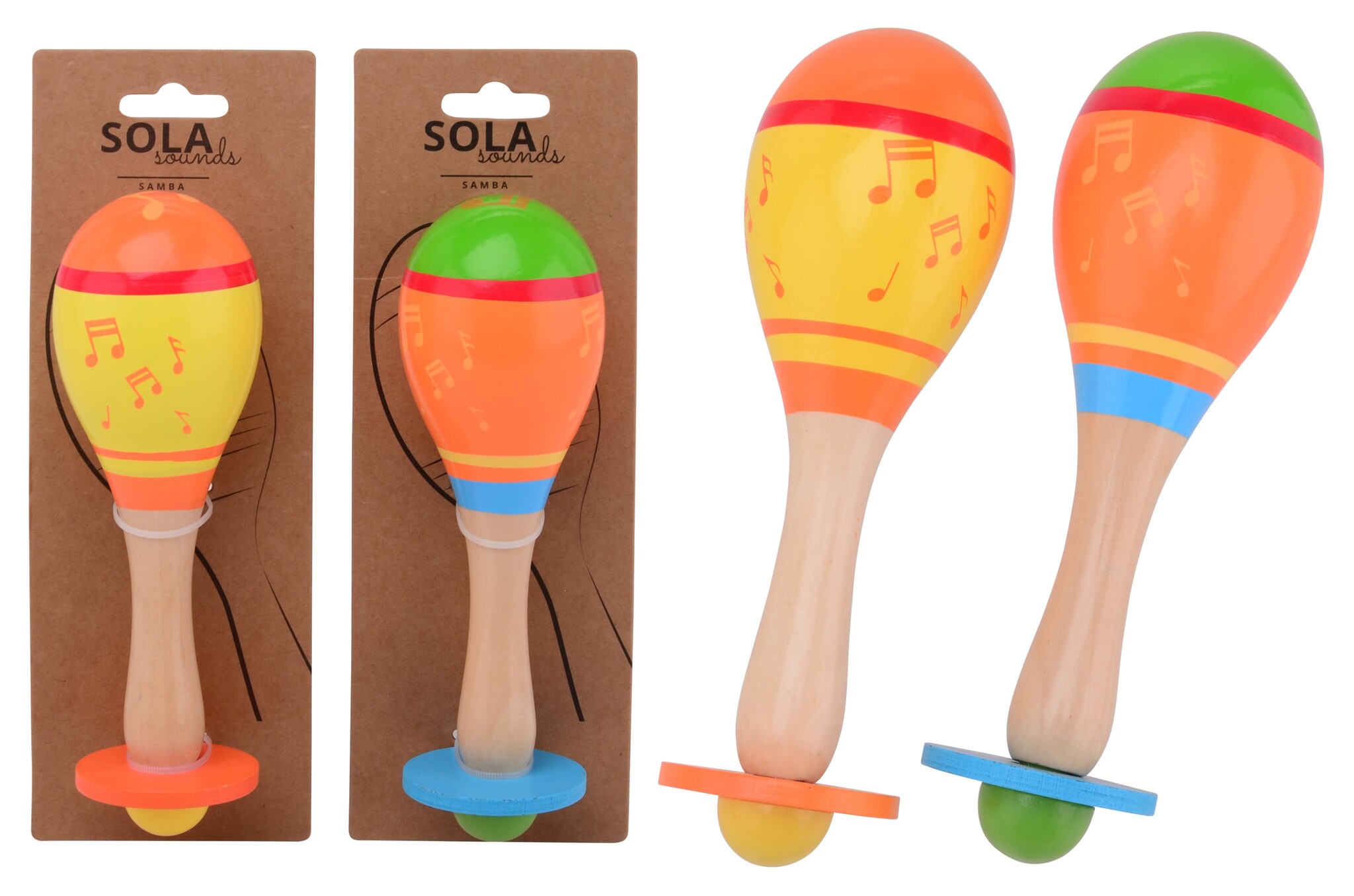 Houten Sambabal 18x6x6cm. 2 ass. design