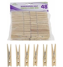 Wasknijpers Hout 48 stuks