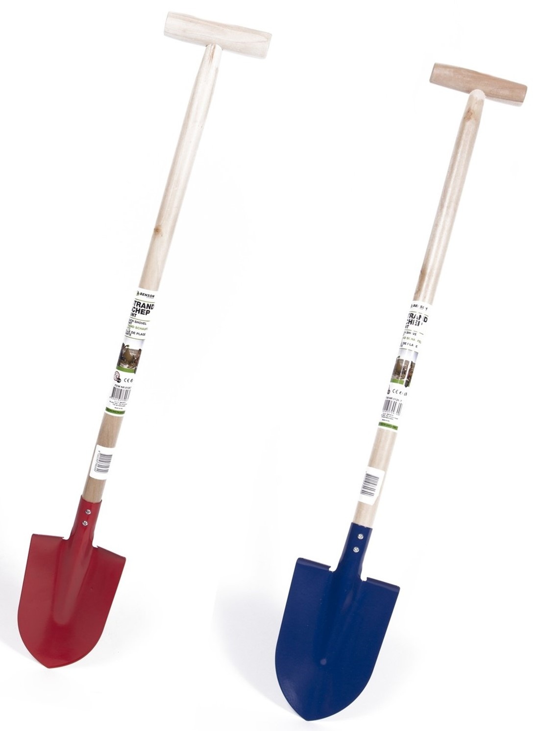 Schep Metaal met Houten T-Handgreep Punt 77cm 2 ass. kleur