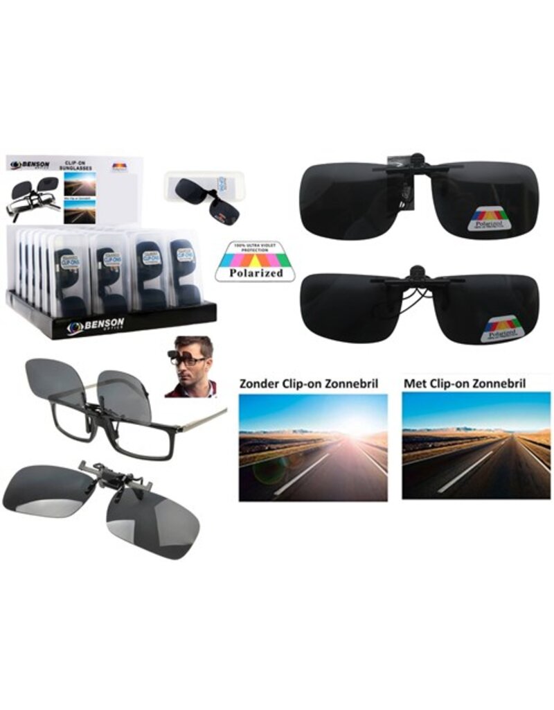Benson Overzetzonnebril Polariserend Clip-On 2 ass. model