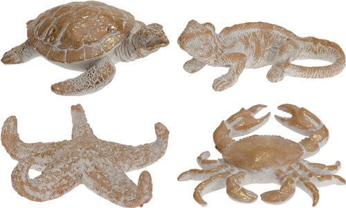 Zeedieren Decoratief 14cm met gouden glintsers 4 assorti
