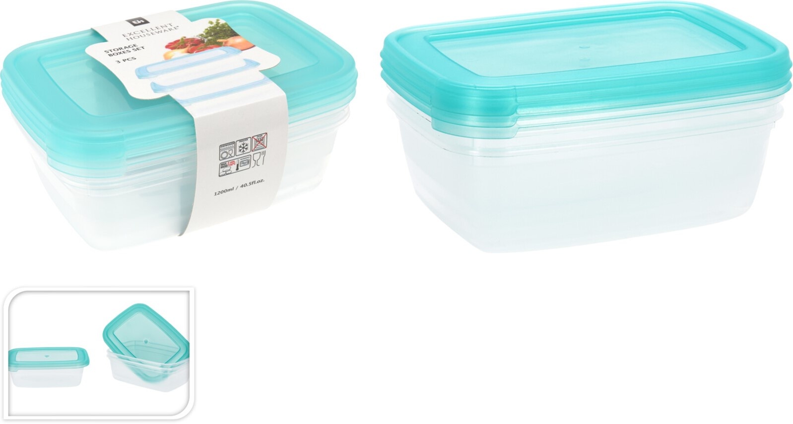 Voorraaddoos met deksel 1020ml set 3 delig