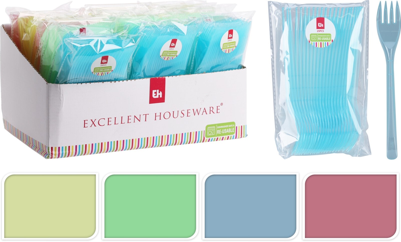 Vorkenset 17,5cm. PS 25 stuks 4 assorti kleur