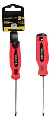 Schroevendraaier Plat 3 x 75 Rood/Zwart Cr-V