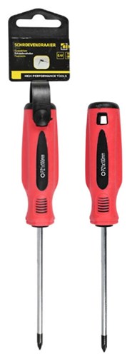 Schroevendraaier Pozi PZ1 x 75 Rood/Zwart Cr-V