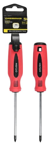 Schroevendraaier Pozi PZ1 x 100 Rood/Zwart Cr-V