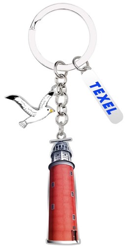 Sleutelhanger Alloy Vuurtoren Texel + Zeemeeuw 5cm