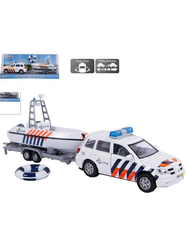 DieCast Mitsubishi Politie Auto met Politie Boot 27cm