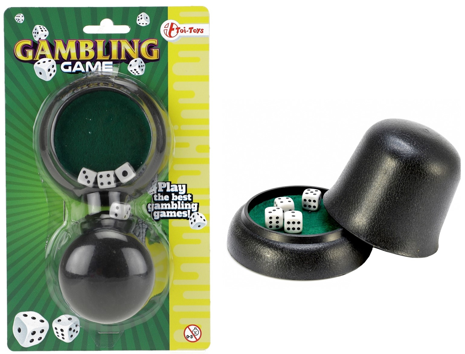 Dobbelstenenspel Mini met Beker 6 delig