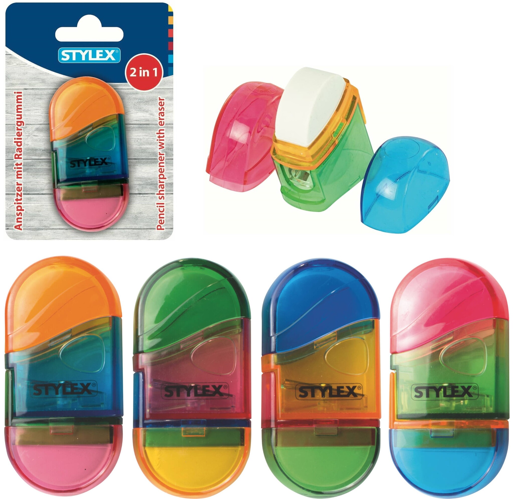 Puntenslijper & Gum Combinatie op kaart 4 assorti kleur