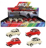 DieCast Citroen 2CV +zonnedak 11,5cm 2 ass model 2 ass kleur