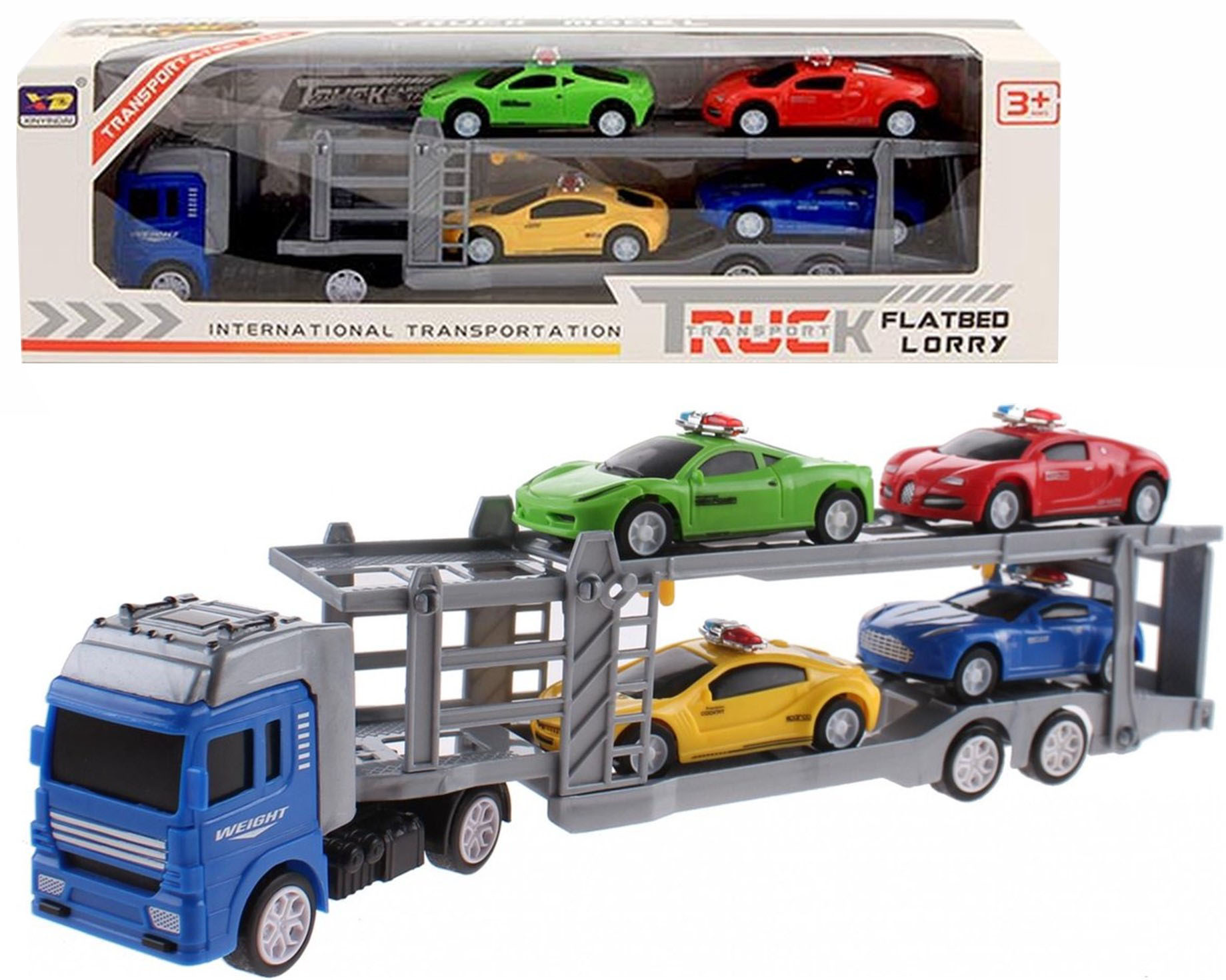 Vrachtauto met 4 Auto's 32cm Multicolor