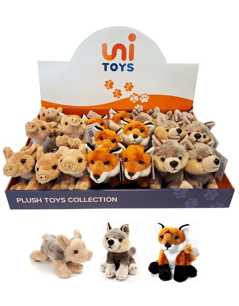Pluche Baby Wild Zwijn, Wolf of Vos 15cm