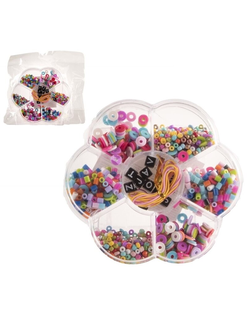 Kralenset 10x10cm in pvc box mix color