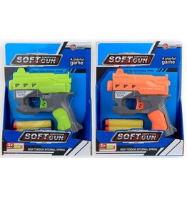Soft Gun Geweer 16cm met 3 pijlen 2 assorti kleur
