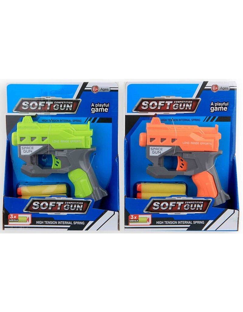 Soft Gun Geweer 16cm met 3 pijlen 2 assorti kleur
