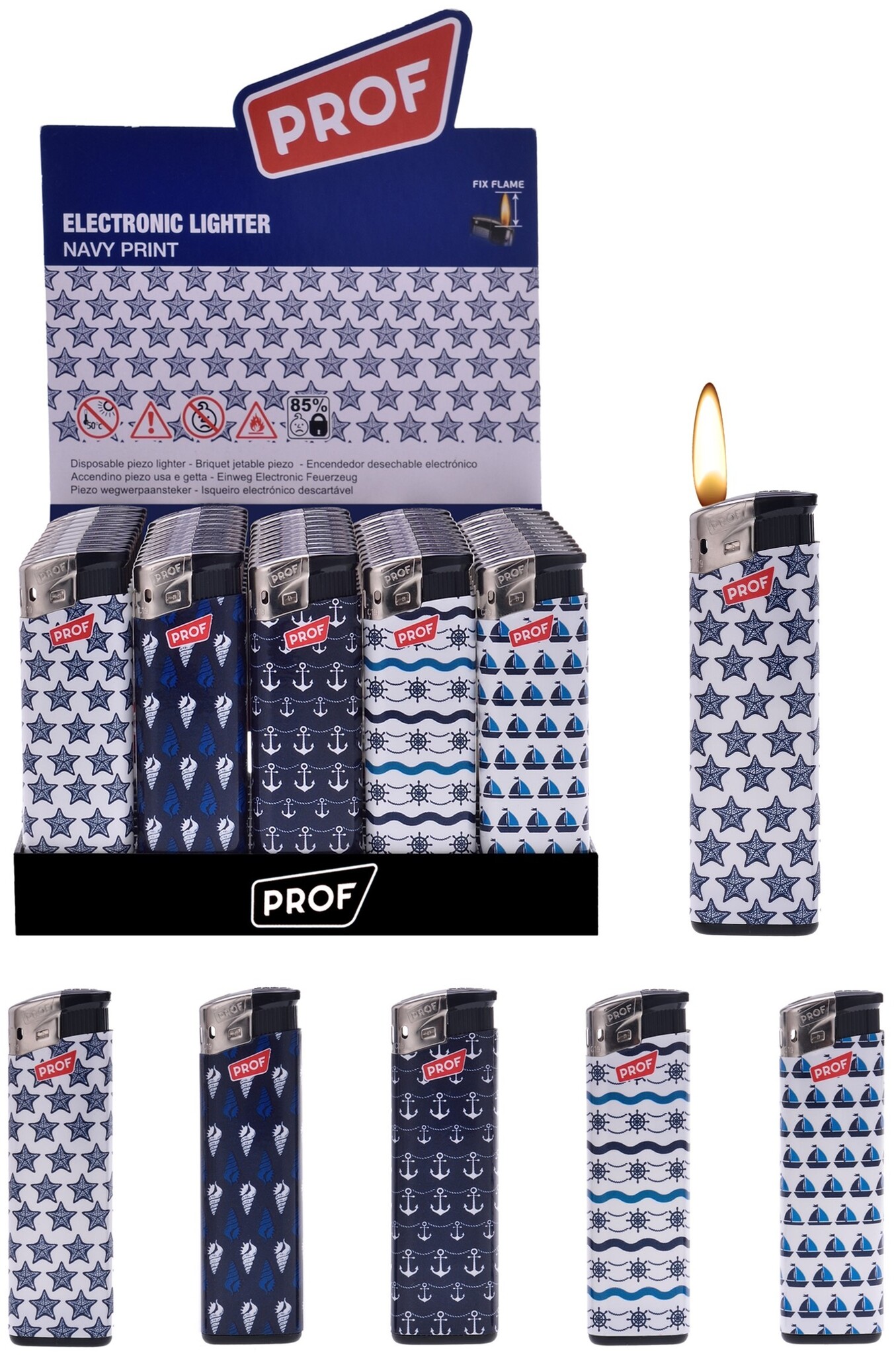 Prof Elektronische Aansteker Navyprint 5 assorti design