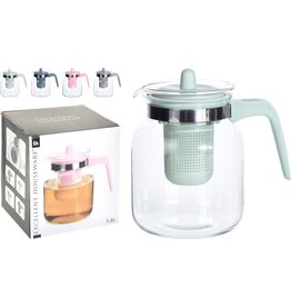Theepot Glas 1500ml 4 assorti kleur