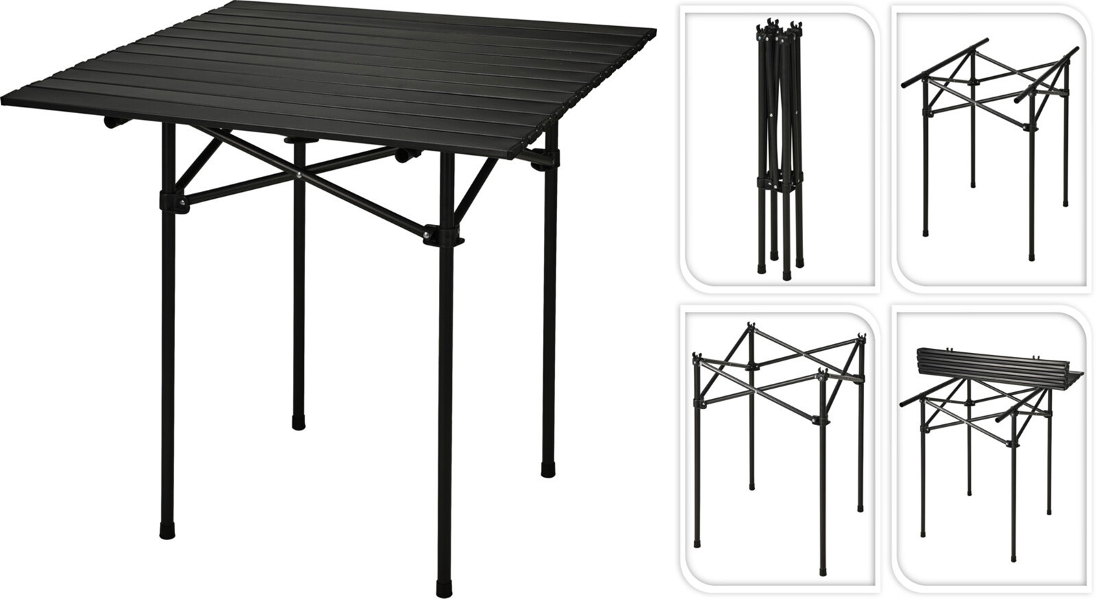 Tafel Metaal Opvouwbaar 70x70x69cm in tas zwart