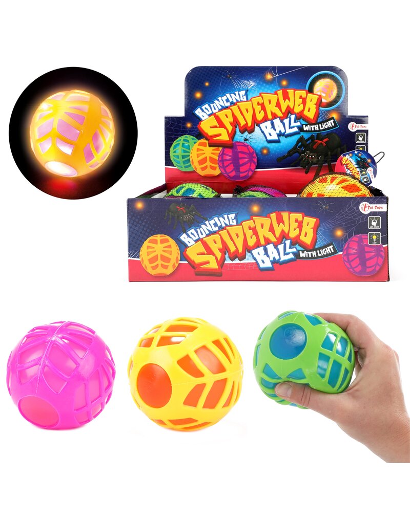 Stuiterbal Web 10cm met Licht 3 assorti kleur