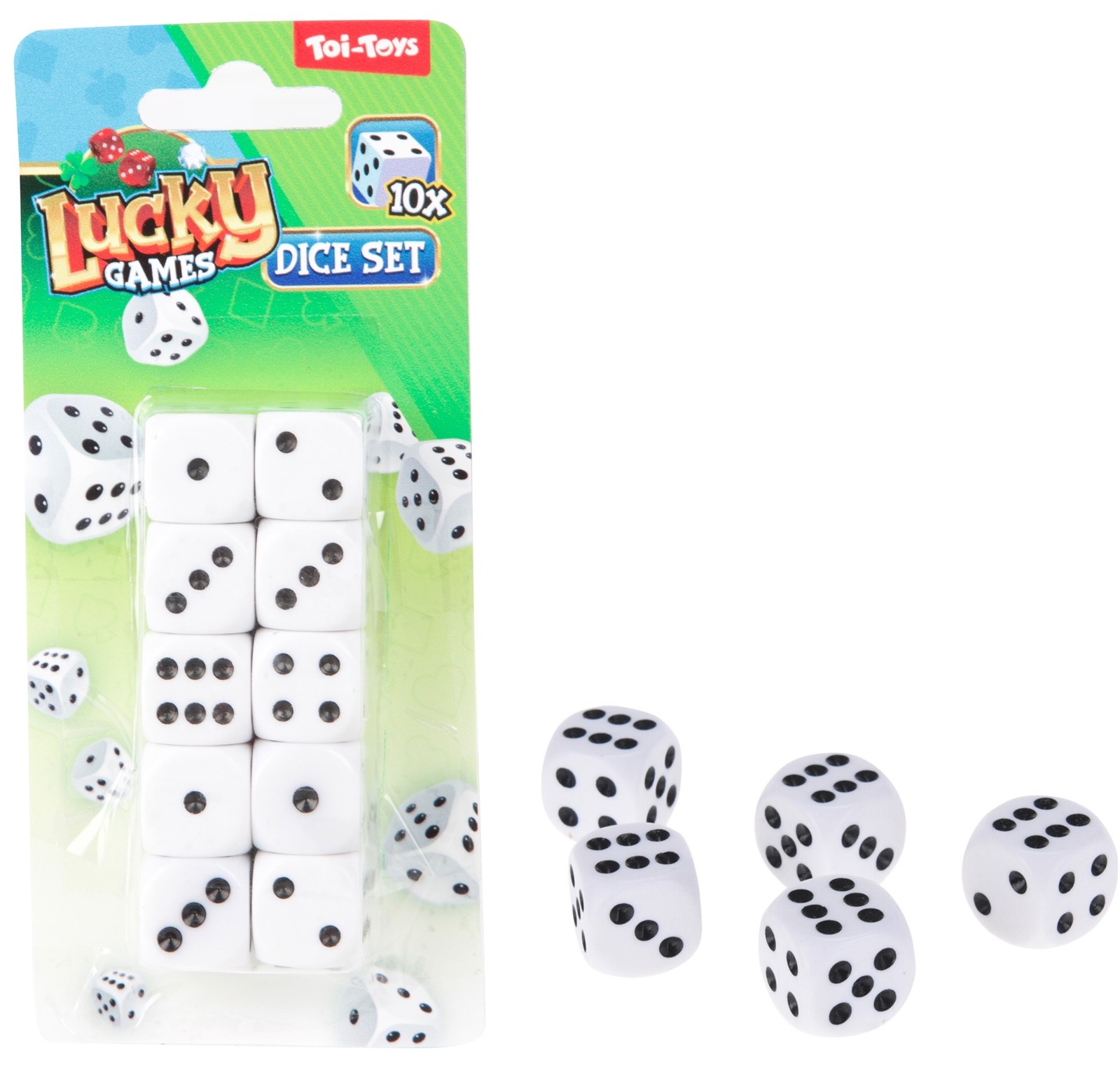 Dobbelstenen 10 stuks op kaart