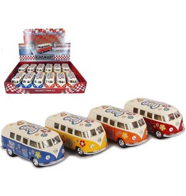 VW Bus FlowerPower print 11,5cm 1:32 4 assorti kleur
