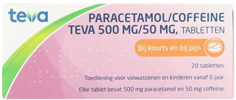 Teva Paracetamol Coffeïne 500/50mg 20 tabletten