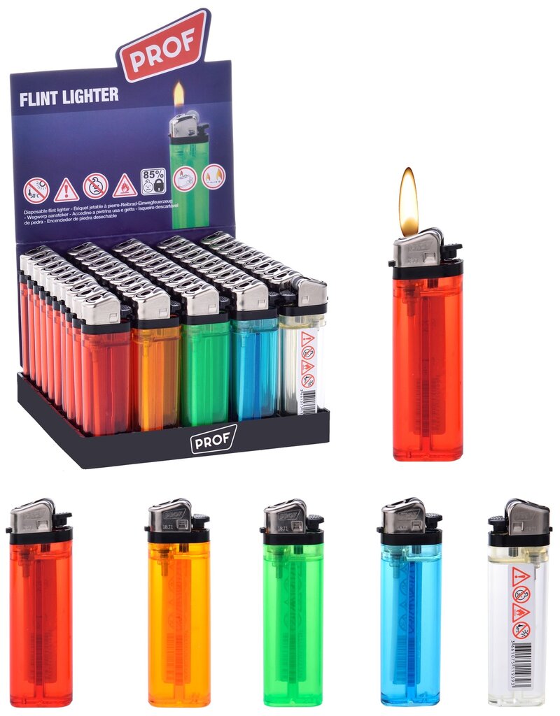 Prof Aansteker Transparant 5 assorti kleur