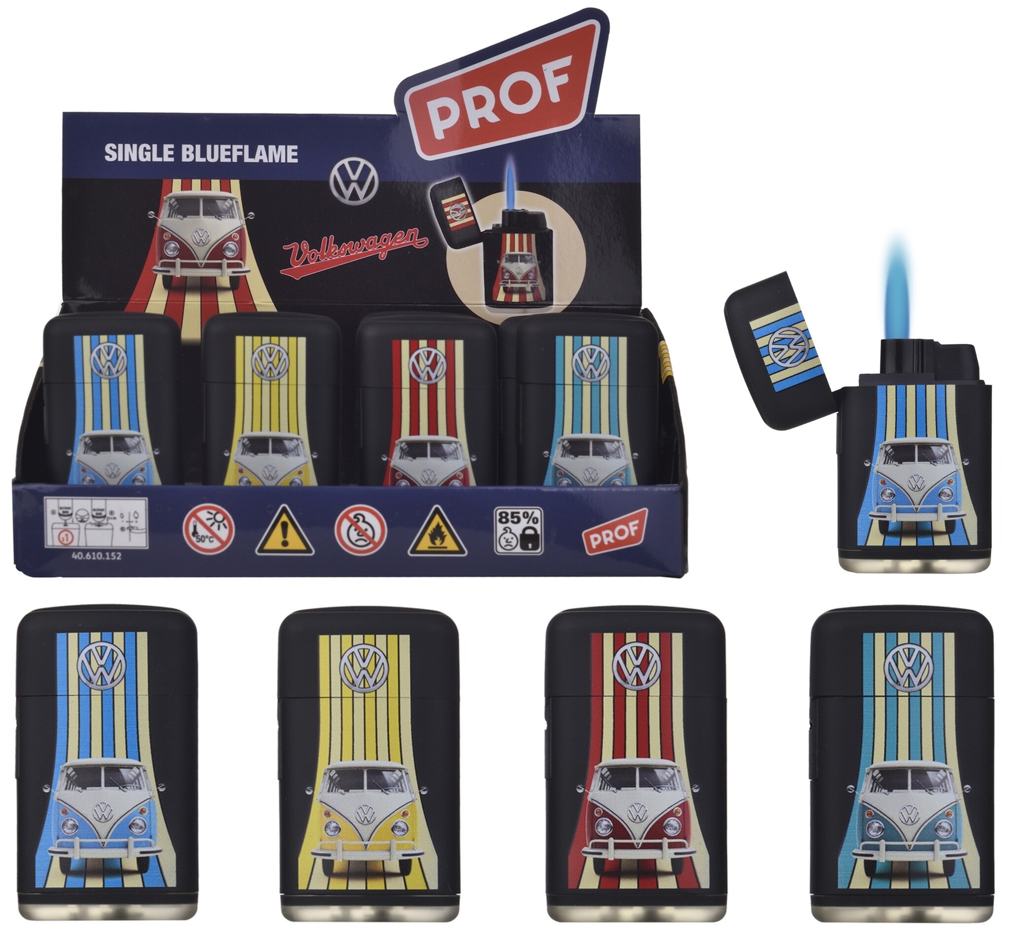 Prof Aansteker VW Bus Blue Flame 4 assorti design
