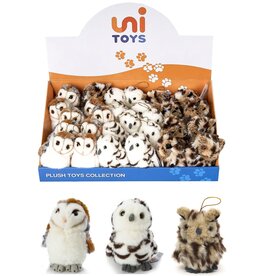 Pluche Uil 12cm. 3 assorti